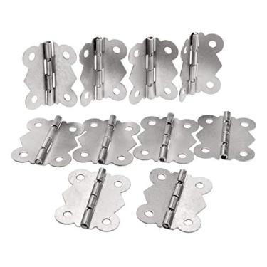 Imagem de 10 pcs 40x34mm Bronze antigo/armário de prata articulação de ferro borboleta articulação acessórios de móveis caixa de madeira dobradiças YYDFPIIA (Color : Silver)