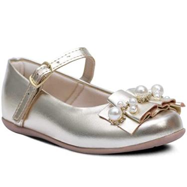 Imagem de Sapatilha Popidi Infantil Menina Perola Sanfonado 02.24 (Dourado, BR, Criança de 1 a 3 anos, Numérico, 25)