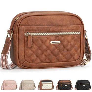 Imagem de Capolo Bolsas transversais para mulheres, bolsas transversais pequenas bolsas de ombro femininas de couro, Marrom, Medium