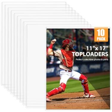 Imagem de Pacote com 10 toploaders rígidos de 28 x 43 cm – protetores de documentos de PVC duráveis, capas de plástico para fotos, impressões de arte maiores e capas de menu