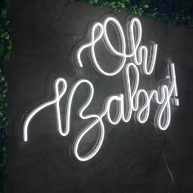 Imagem de Painel Acrílico Led Neon Oh Baby Decoração Festa 60cm (Branco Frio)