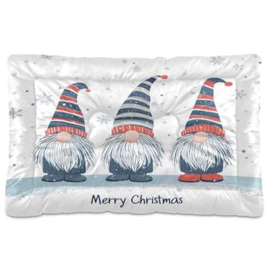 Imagem de Blueangle Cama de cachorro fofa de gnomo de Natal ultramacia para cães pequenos, cama retangular confortável para animais de estimação, 61 x 45 cm (320)