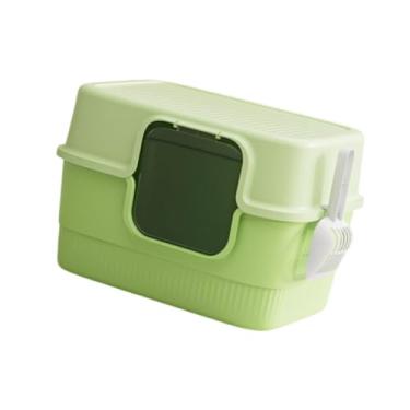 Imagem de IEUDNS Caixa de areia para gatos totalmente coberta, bandeja para areia de gatinhos, fácil de usar, ferramenta de limpeza para animais de estimação, comadre, Verde