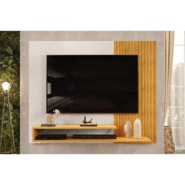 Imagem de Painel Home P/ Tv Até 50 Polegadas Nando Ripado C/ Prateleira 136x107cm Cedro/bali - Dj Móveis