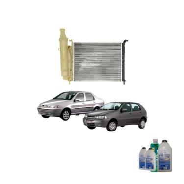 Imagem de Kit Radiador Palio 97> Com Ar + Aditivo Radiador RadiEx Verde + Água Desmineralizada