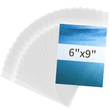 Imagem de Svaldo Sacos de celofane 6 x 9 – Sem ácido 1,57 mil (lado único) Sacos de poliéster resistentes espessos 15 x 23 cm capas de papel autoadesivas transparentes protetores de plástico transparente para