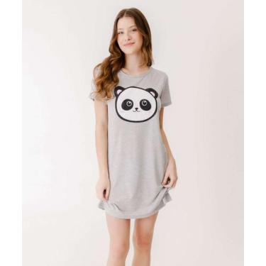 Imagem de Camisola Estampa Panda Manga Curta Marisa-44026, Cinza, GG