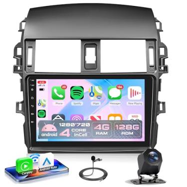 Imagem de Rádio de carro 4 núcleos 4G + 128G Android 15 para Toyota Corolla 2009-2013, Rimoody Car Stereo Wireless Carplay Andorid Auto Mirror Link 22 polegadas HD Touchscreen GPS WiFi Bluetooth 5.0 FM/RDS EQ