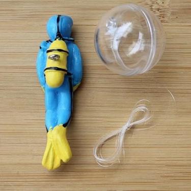 Imagem de Lindo mergulhador pequeno para decoração de aquário de aquário, ornamentos de mergulhador de resina adoráveis para todos os tipos de peixes e aquários de piscina (todos com linha de pesca e bolas