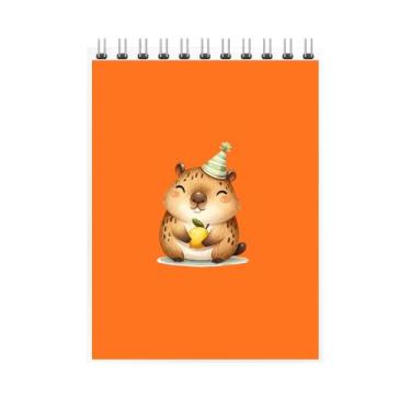 Imagem de Caderno Espiral Ilustrado com Urso Fofo de Aniversário, Capa com Personagem Aquarela, Design Infantil, Volta as Aulas 2026 (7, Laranja)