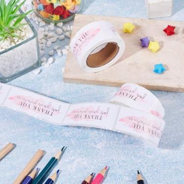 Imagem de 240 peças/2 rolos de papel rosa agradecimento, etiquetas autoadesivas, etiquetas autoadesivas para envelopes, envelopes com bolhas, bolsas Ppaer, acessórios de artesanato faça você mesmo, acessórios