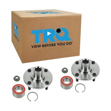 Imagem de TRQ Conjunto de kit de rolamento e cubo de roda dianteira de 2 peças compatível com Ford Focus 2000-2011