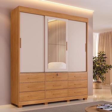 Imagem de Roupeiro Turim 3 Portas E 9 Gavetas Cinamomo/off