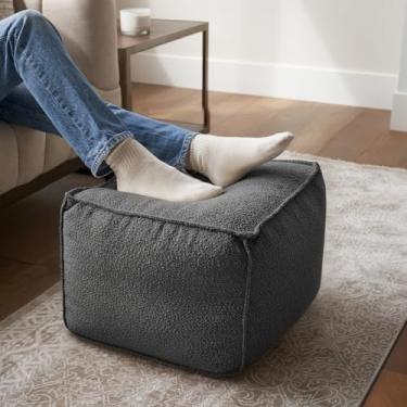 Imagem de ZICOTO Lindo pufe boucle pufe e descanso para os pés – eleve a decoração da sua sala de...