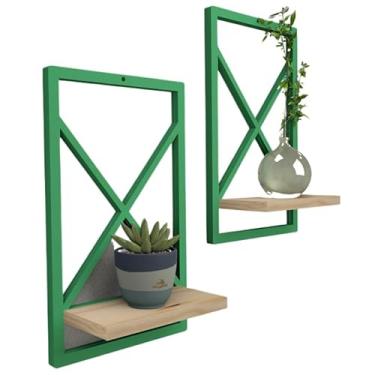 Imagem de Prateleira de Parede Estilo Industrial 23x37cm Versátil para Sala, Quarto, Cozinha, Banheiro Ideal para Moradores de Apartamento e Amantes de Decoração(3,VERDE)