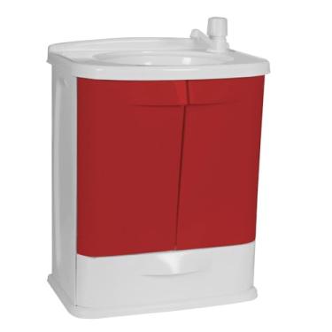 Imagem de Gabinete Plástico para Banheiro com Lavatório Suspenso Armário Compacto (Bordô)