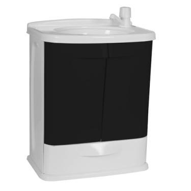 Imagem de Gabinete Plástico para Banheiro com Lavatório Suspenso Armário Compacto (Preta)