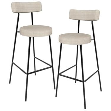 Imagem de Kit 02 Banquetas Alta Bar Cozinha Sala De Jantar Estrutura Em Aço Milão L02 Linho Palha - Lyam Decor