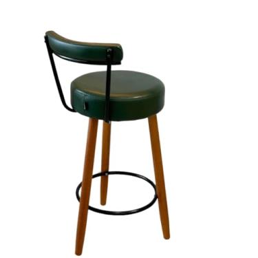 Imagem de Banquetas Retrô Estofada Encosto Cozinha Área Gourmet Churrasqueira Balcão Ilha Bar(2,Verde)