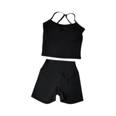 Imagem de Conjunto De Roupas De Exercício Feminino Com Top De Yoga Slim Fit E Sh