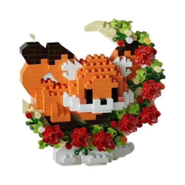 Imagem de Blocos De Montar Mini Panda E Raposa, Modelo De Montagem Flor E Lua, B