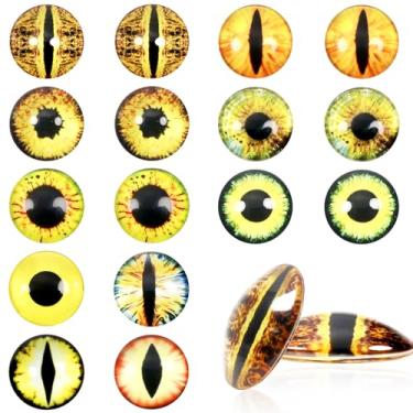 Imagem de TOAOB 20 peças de 3,5 cm amarelo grandes dragões olhos de vidro cabochão olhos para argila boneca fazer esculturas adereços artesanato DIY achados fabricação de joias