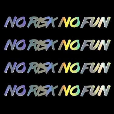 Imagem de 4 peças de decalque de vinil à prova d'água No Risk No Fun, adesivo moderno para carros, motocicletas, janelas, para-choques, laptops e paredes (colorido)
