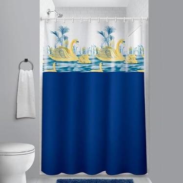 Imagem de Cortina de Box Banheiro Vinil com Ganchos – Cortina para Box Impermeável e Fácil de Limpar (VISOR CISNE)