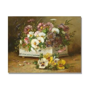 Imagem de Arte floral vintage natureza morta, pintura botânica clássica, decoração de casa quente para sala de estar e sala de jantar. A27. Apenas tela 70x90cm-27,6x35,4 pol