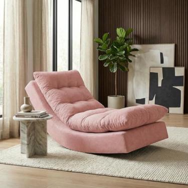 Imagem de Poltrona Com Leve Balanço Bouclé Premium De Luxo Balance Para Sala Quarto Conforto Relaxante (Rosê)