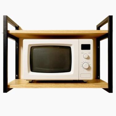 Imagem de Suporte para Microondas Madeira de Pinho e AçO Suspenso Adequado para Cozinhas Quartos Banheiros e Ambientes Semelhantes