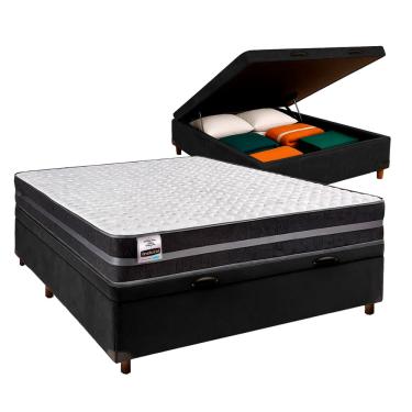 Imagem de Conjunto Cama Box Bau Blindado Casal + Colchão Molas Ultralastic Bogota Inducol