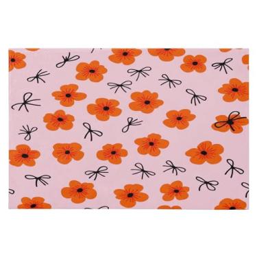 Imagem de Wassud Tapete de porta de flores laranjeiras e laços 61 x 89 cm, tapete de área lavável antiderrapante com suporte de borracha, tapete macio e macio para sala de estar, quarto, entrada, entrada