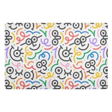 Imagem de Joisal Tapete absorvente para porta frontal com linhas coloridas engraçadas e coloridas, tapete de entrada 81 x 50 cm