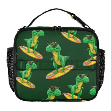 Imagem de Joisal Lancheira verde legal de dinossauro, meninas, mulheres, lancheira infantil, masculina, lancheira para trabalho, bolsa térmica portátil com alça de ombro ajustável