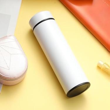 Imagem de Garrafa de água isolada de aço inoxidável de 500 ml - Recipiente portátil para bebidas de 500 ml para uso diário (branco)