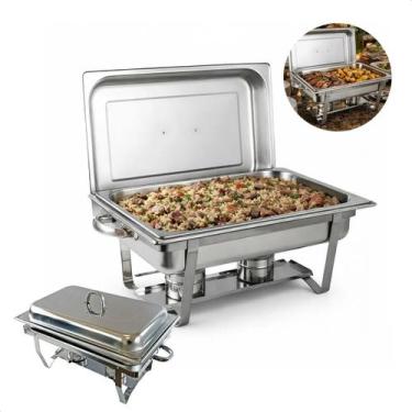 Imagem de Rechaud Inox Retangular 12L Banho Maria Completo Buffet Festas - Jhamb