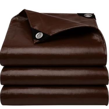 Imagem de EEATUZTL Lonas resistentes à prova d'água, 40 mm marrom resistente com bordas reforçadas, resistente a UV, resistente a rasgos e desbotamento, capas grandes para acampamento, pátio, telhado, barco, ao
