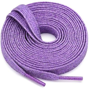 Imagem de WEGOODZF Cadarços planos com glitter: cadarços metálicos brilhantes para tênis - 2 pares, 40 roxo pálido, 55 inch (140CM)