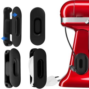 Imagem de Pacote com 4 organizadores de cabos para eletrodomésticos, suporte de cabo ajustável atualizado para eletrodomésticos, envoltório, batedeira, cafeteira, panela de pressão, fritadeira a ar, outros