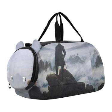 Imagem de Bolsa esportiva para meninos Leonardo da Vinci Batismo Cristo, bolsa de viagem para crianças, meninas, bolsa de viagem para crianças, Caspar David Friedrich Wanderer Sea Fog, Clássico