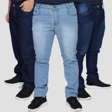 Imagem de Kit 3 Calça Jeans Masculina 58 ao 62 Plus Size Lycra - GIP ECOMMERCE, 