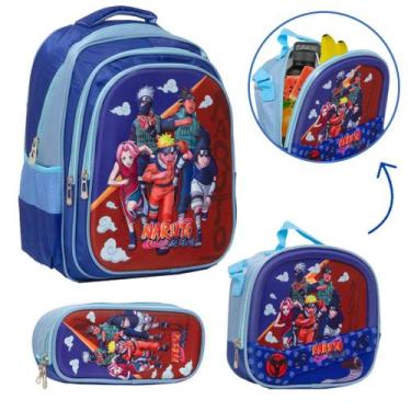 Imagem de Kit Mochila Infantil Lancheira Naruto Personagens Pre Escola - Toys 2U