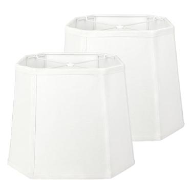 Imagem de Conjunto de 2 persianas brancas quadradas de canto, 23,9 cm superior × 30,5 cm inferior × 23,9 cm de altura abajures de tecido para substituição de luminária de mesa e piso, abajur de encaixe aranha