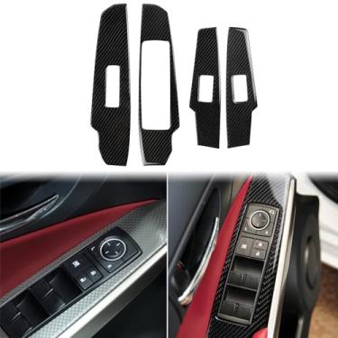Imagem de Decalque com botões de janela de elevação de vidro para porta automática, 4 peças, adesivo premium, acessórios de fibra de carbono real compatíveis com Lexus IS250 2014 2015/IS200t 2016 2017/IS300