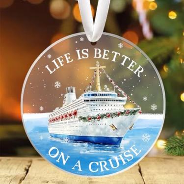 Imagem de Life is Better Ornamentos para pendurar para mulheres família amiga decoração de árvore de Natal