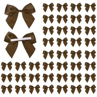 Imagem de YELARXI Mini laços pequenos de fita de cetim com fita dupla face, 7,6 cm adequado para artesanato, decoração de festa de casamento, embrulho de presente, costura faça você mesmo (pacote com 60, café)