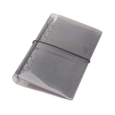 Imagem de NatSumeBasics A6 fichário triplo para fichários de orçamento cinza grade PP capa planejadora 6 anéis capa transparente para envelopes de dinheiro álbum de fotos (cinza, fichário A6)