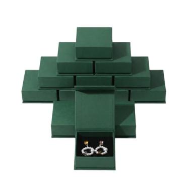 Imagem de Conjunto de caixa de presente de joias, 12 caixas de joias quadradas com enchimento de espuma de veludo dobrável para colares, brincos e anéis, caixa de presente de papel de papelão, caixa de joias de