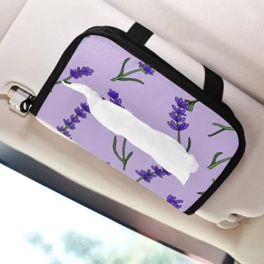 Imagem de SEHANY Porta-lenços de papel de carro lavanda roxa, caixa de lenços para carro, viseira solar, porta-guardanapos retangular, dispensador de máscara de carro, caixa de lenços de papel para automóvel